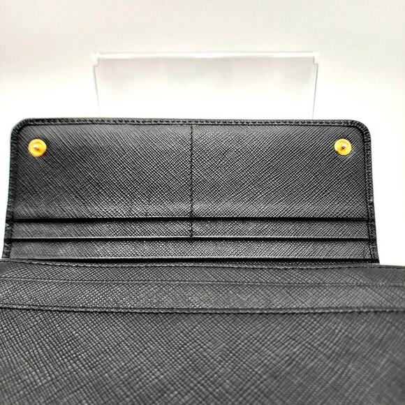 PRADA Saffiano Bow Continental Wallet Black 100% Authentic - Picture 4 of 16